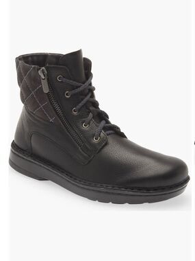 Naot Black Leather Lace Up Ankle Boots Side Zip Comfort Walking Shoes Women 6.5